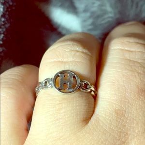 •S925 Sterling Silver Chain Ring Initial “H” - 7